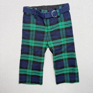 Janie and Jack Plaid Wool Pant Merchant Marine Plaid with Belt Size 12-18 Months